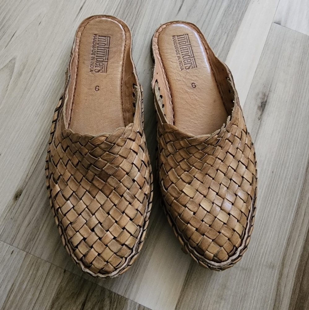 Mohinders Handmade Natural Leather Woven Slide Slippers 9